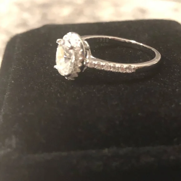 New Certified 1ct. Oval Cut Diamond Moissanite Engagement Ring - Picture 7 of 12